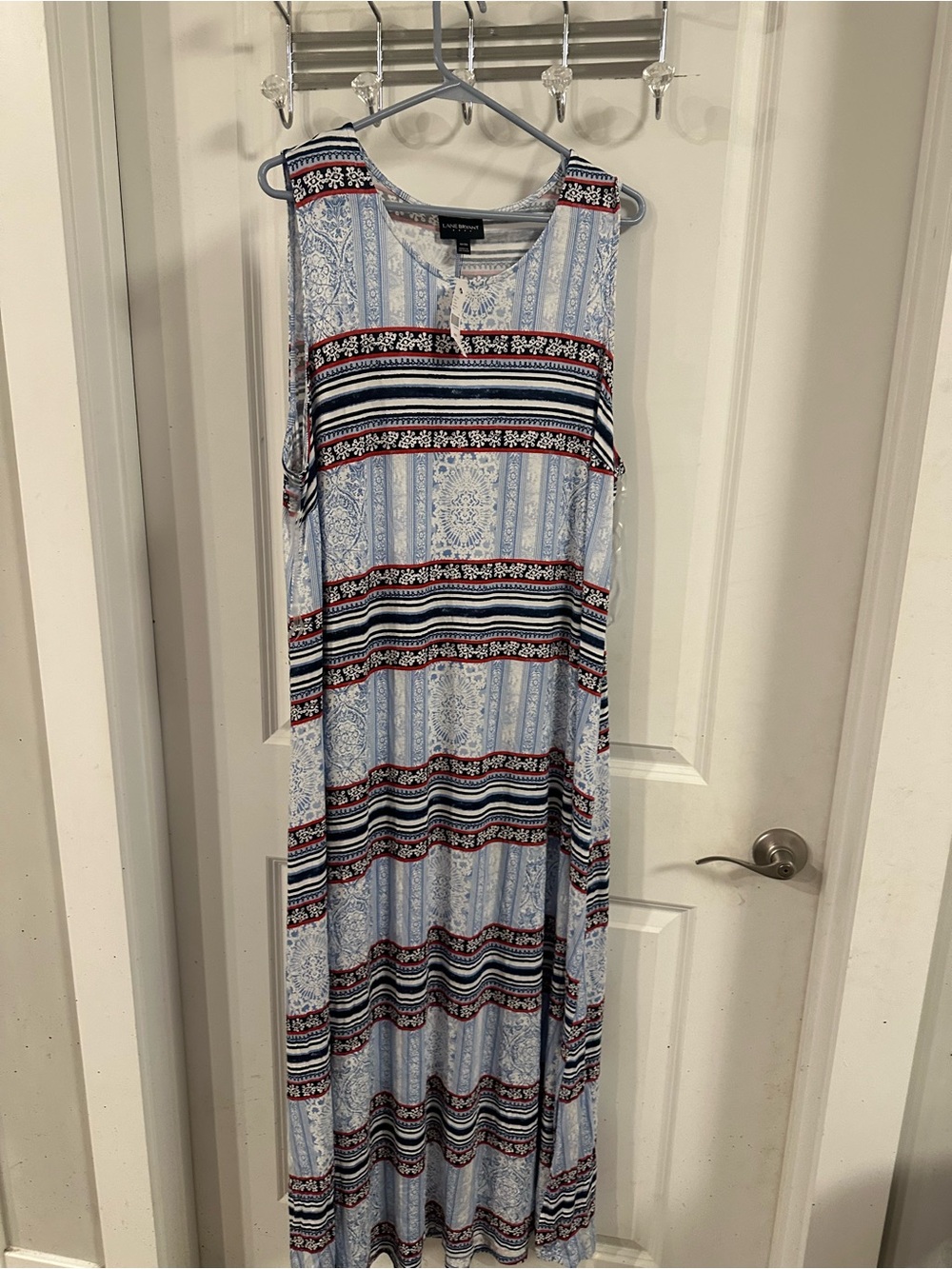Blue Striped Sleeveless Maxi Dress